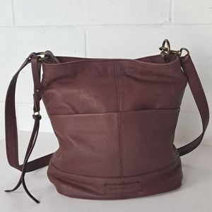 Lucky Brand leather slouchy bucket bag crossbody 11x9x5